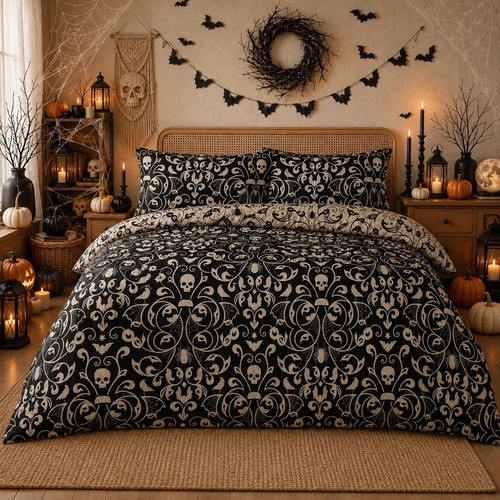 Dark damask gothic halloween - gothic,