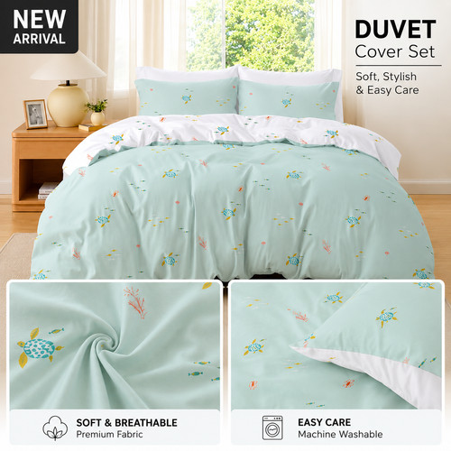 Aqua turtle duvet cover - aqua,