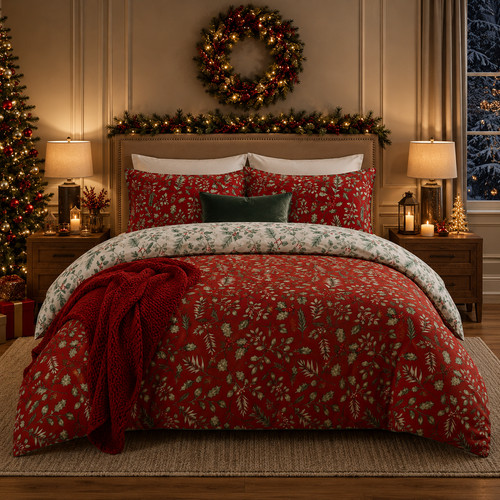 Christmas floral duvet - christmas, cover