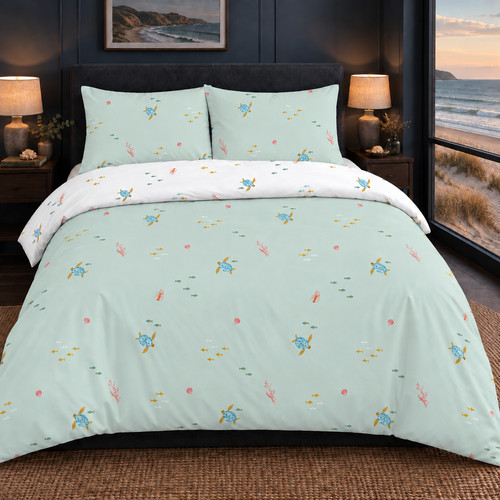 Aqua turtle duvet cover - duvet,