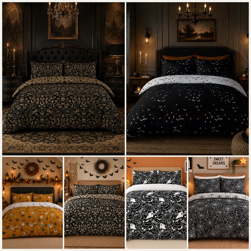 Damask halloween duvet - halloween,