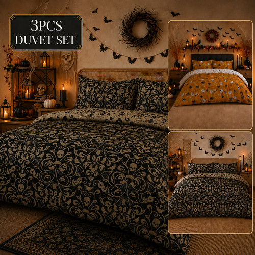 Damask halloween duvet cover - damask,