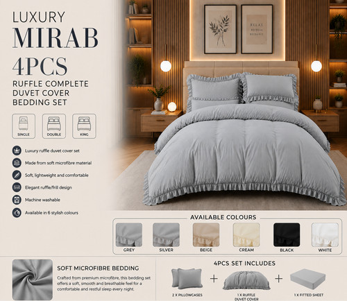 Luxury 4pcs soft ruffle - ruffle, duvet